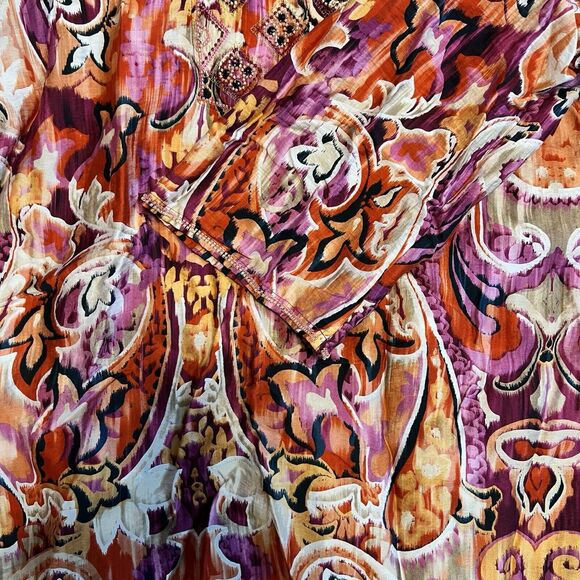 Chicos Tunic Top Womens 16 L (3) 40th Anniversary Beaded Paisley Boho 3/4 Sleeve - Picture 9 of 9